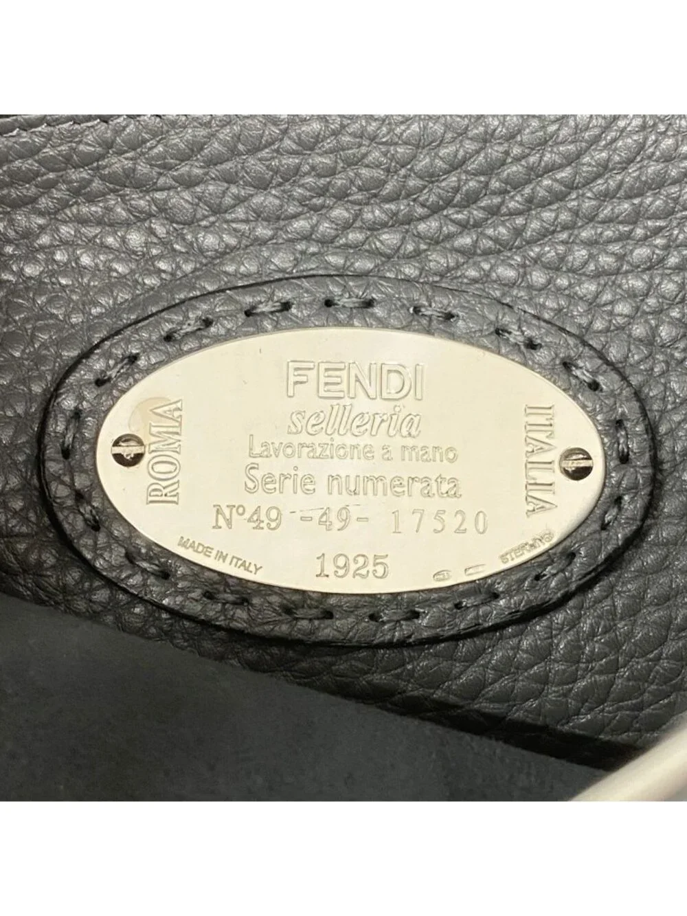 Fendi Handbag Monster Selleria Leather Gray Silver 2-Way